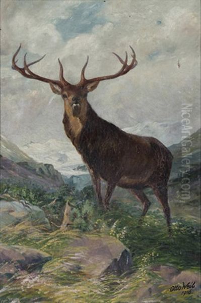 Hirsch In Weiter Gebirgslandschaft - view 1