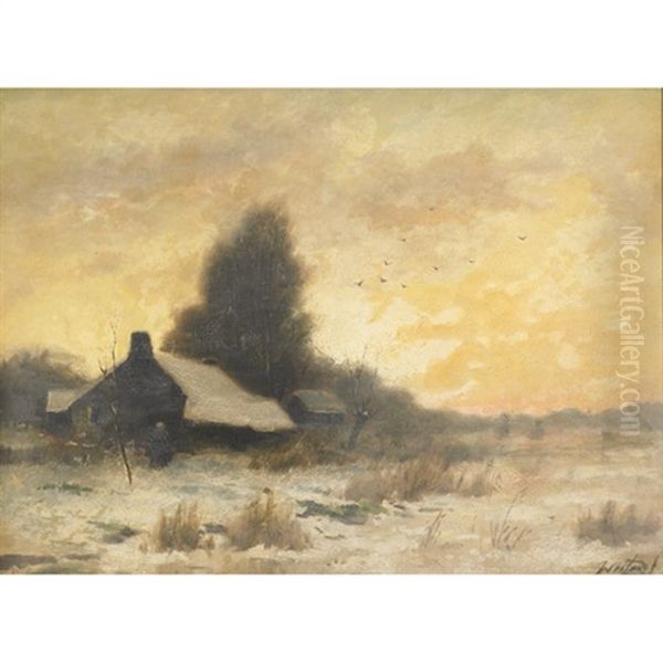 Dutch Farm And Figures On A Winter's Eve - view 1
