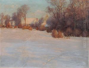 Abendliche Winterlandschaft Mit Bauergehoft by Paul Weimann
