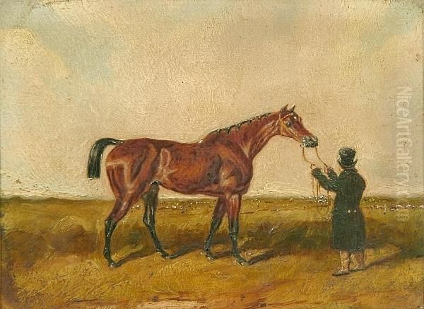 'the Fleur De Lis', A Study Of A Racehorse In A Landscape With An Attendant Gentleman - view 1