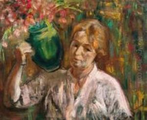 Portrait De Femme Avec Un Bouquet Portrait De Femme Avec Un Bouquet