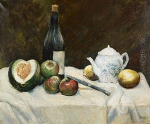 Nature Morte Aux Fruits Et A La Bouteille by Abraham Weinbaum