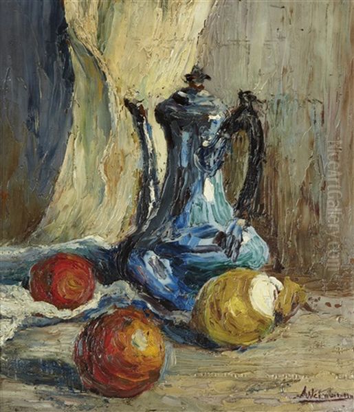 Nature Morte A Cafetiere Et Aux Fruits - view 1