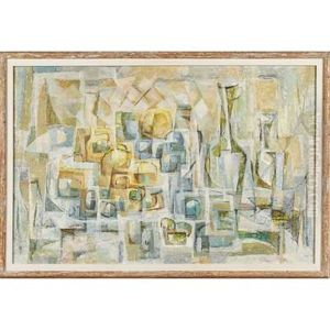 Untitled Painting (still Life With Fruit And Bottles) by Justus Frederic Weinberg