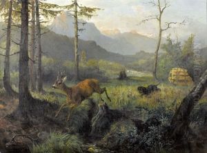 Rehbock Auf Der Flucht Vor Zwei Kleinen Jagdhunden