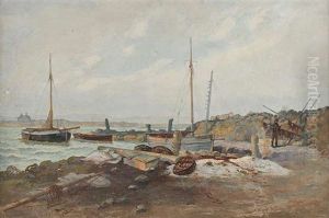 Mending Nets, Groomsport by William Docherty Weir