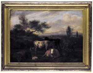 Cattle And Sheep In An Italian Landscape by Franz Edmund Weirotter
