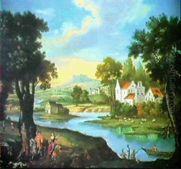 Flusslandschaft Mit Reitern - view 1