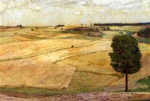 Felder Mit Einem Baum by Robert Weise