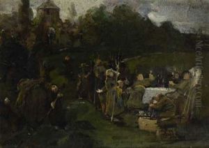 Heuernte Vor Dem Kloster by Joseph Emanuel Weiser