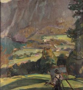 Maler In Berglandschaft by Albert Weisgerber