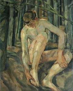 Sitzender Mannlicher Akt by Albert Weisgerber