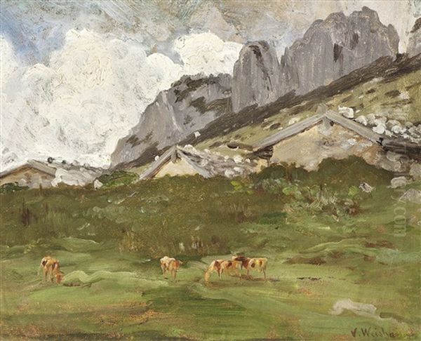 Alm Mit Weidenden Kuhen - view 1