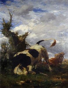 Jungstier Vor Einem Kopfweidenbaum by Victor Weishaupt