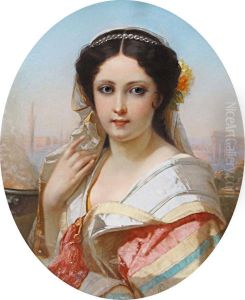 Portrait De Jeune Femme Dans Un Paysage A L'antique