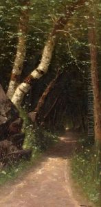 Wooded Landscape With Birches (+ Another; Pair)