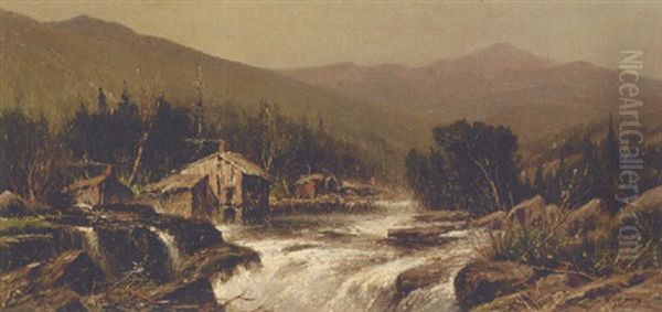 A Winter Landscape With A River In Full Spate - view 1
