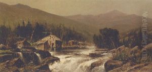 A Winter Landscape With A River In Full Spate by William H. Weisman