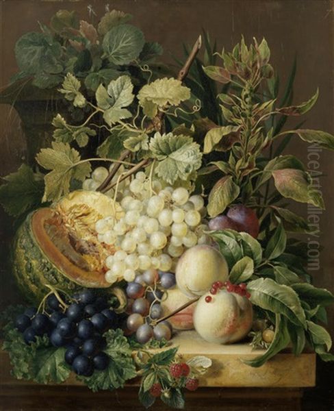 Still Life Of Grapes, Prunes, A Melon And Strawberries - view 1