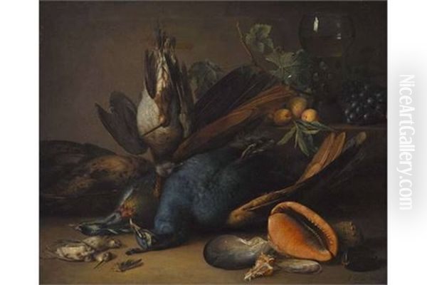 Stillleben Mit Erlegten Vogeln Und Muscheln - view 1