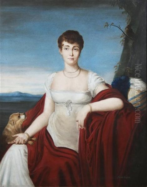 Portrait Of A Lady With Dog - view 1