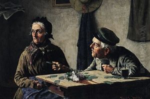 Streit Beim Kartenspiel by Emile Georges (Geo) Weiss