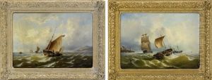 Marin Med Segelfartyg Utanfor Kust (pair) by Friedrich Weiss