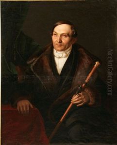 Portrait Of A Distinguished Gentleman With Cane by Friedrich Weiss