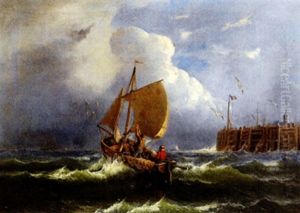 Auslaufendes Fischerboot Bei Bewegter See