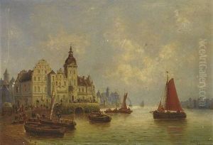 Nordliche Hafenstadt An Einem Dunstigen Morgen by Johann Weiss