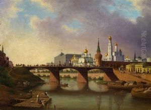 View Of Kremlin (moskvoretsky Bridge From The Moscow River Embankment)