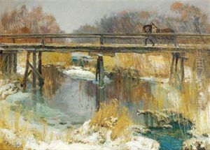 Winterlandschaft Mit Brucke by Karl Weiss