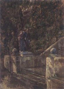 Stiegenaufgang In Einem Park by Karl Weiss