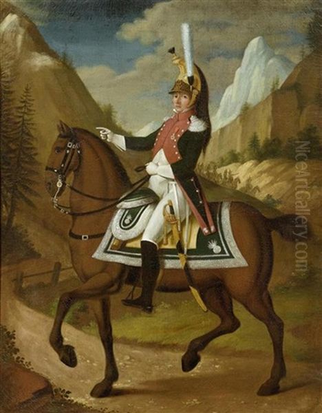 Reiter In Uniform In Einer Berglandschaft - view 1
