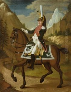 Reiter In Uniform In Einer Berglandschaft by Nikolaus Weiss