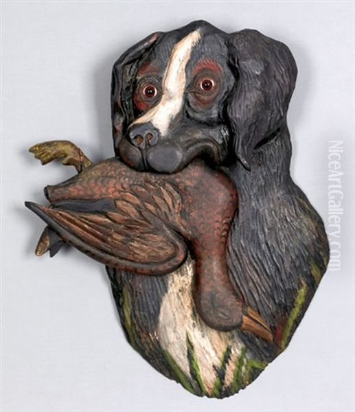 Plaque Of A Hunting Dog With A Duck - view 1