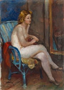 Woman Sitting In Armchair