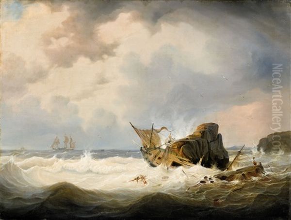 Shipwreck By A Rocky Coastline - view 1