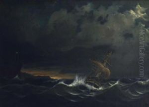Segelschiff In Sturmischer See by Johann Baptist Weiss
