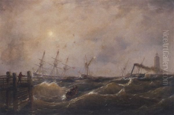 A Heavy Swell At The Harbour Mouth - view 1