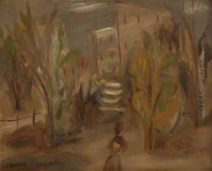 Girl In Garden by Leon Weissberg
