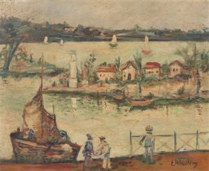 Le Petite Port De Peche Le Soir by Leon Weissberg
