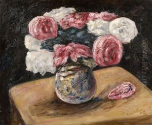 Nature Morte, Vase De Roses Sur Une Table by Leon Weissberg