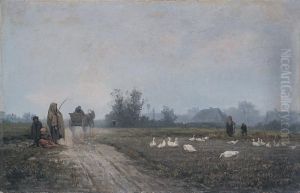 Deszczowy Dzien Na Wsi by Walery Brochocki