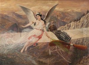 Der Schutzengel Des Aviatikers by Rudolf Johann Weisse