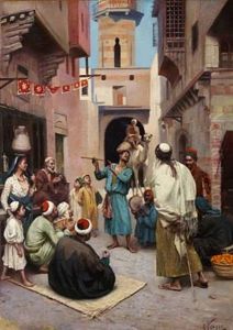 Monsieurs Et Musiciens Dans Une Rue Au Caire Monsieurs Et Musiciens Dans Une Rue Au Caire