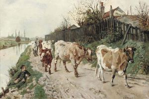Driving The Herd Home by Charles Edmund Brock