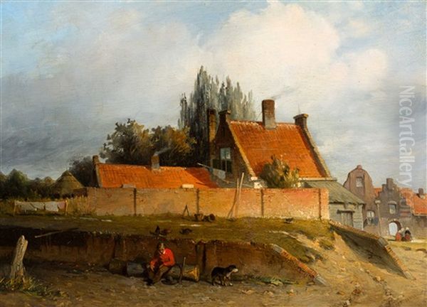 Resting Figure With Dog At The Bleaching Fields (circa 1841-1844) - view 1