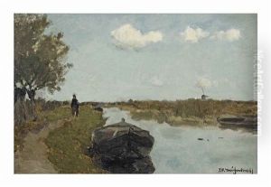 Along The Towpath by Jan Hendrik Weissenbruch