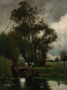 Dutch Polder Landscape With A Cow By The Water
